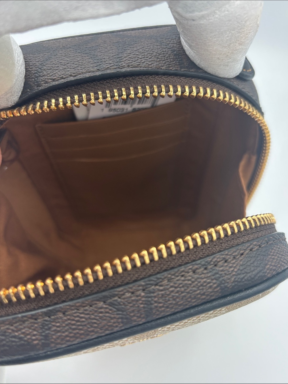 Coach Eva Signature Coated Canvas Phone Crossbody - Khaki and Brown - Picture 9 of 15